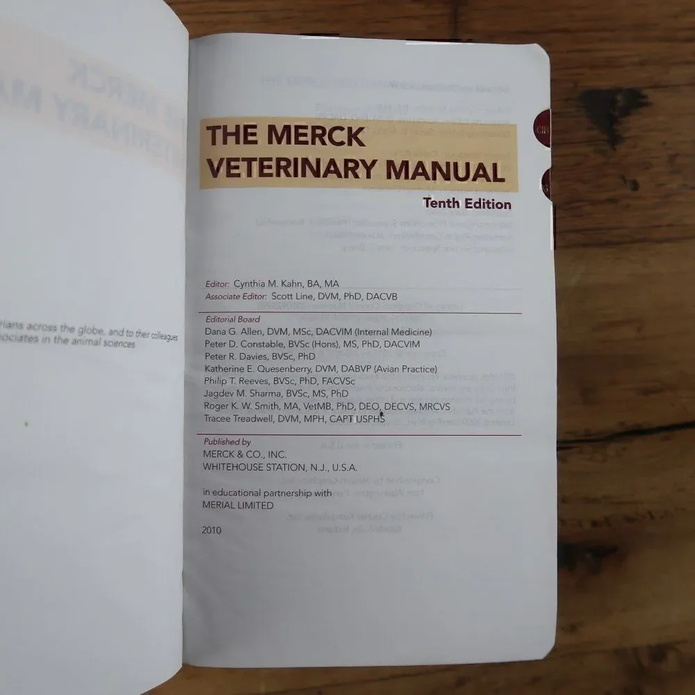 THE MERCK VETERINARY MANUAL TENTH EDITION HARDBACK REFERENCE MANUAL BOOK